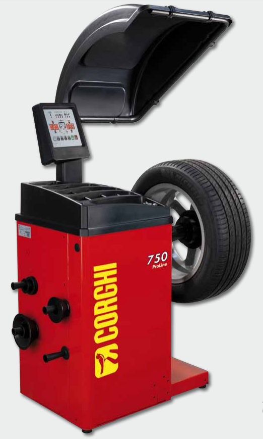 Thiết bị cân bằng lốp xe con, màn hình hiển thị (1 pha, màu đỏ RAL3002, bao gồm laser vị trí và bàn đạp phanh)